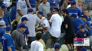 6/7/15: howie kendrick loses his bat in the stands on a swinging
strike and group of fans fight over it before is taken by security
check out http://m.m...