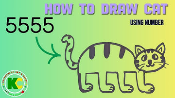 How to Draw a Cute Cat Using Number 5555 🐱 | Easy Drawing #drawingtutorial