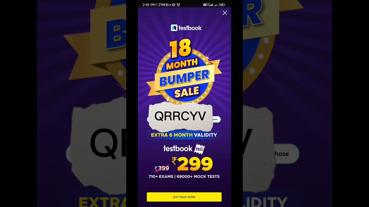 Bumper 18 month Testbook pass