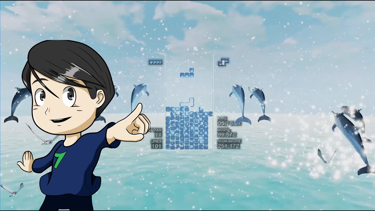 Tetris Effect - Dolphin Surf - Marathon Mode 1080p 60fps - Relaxation