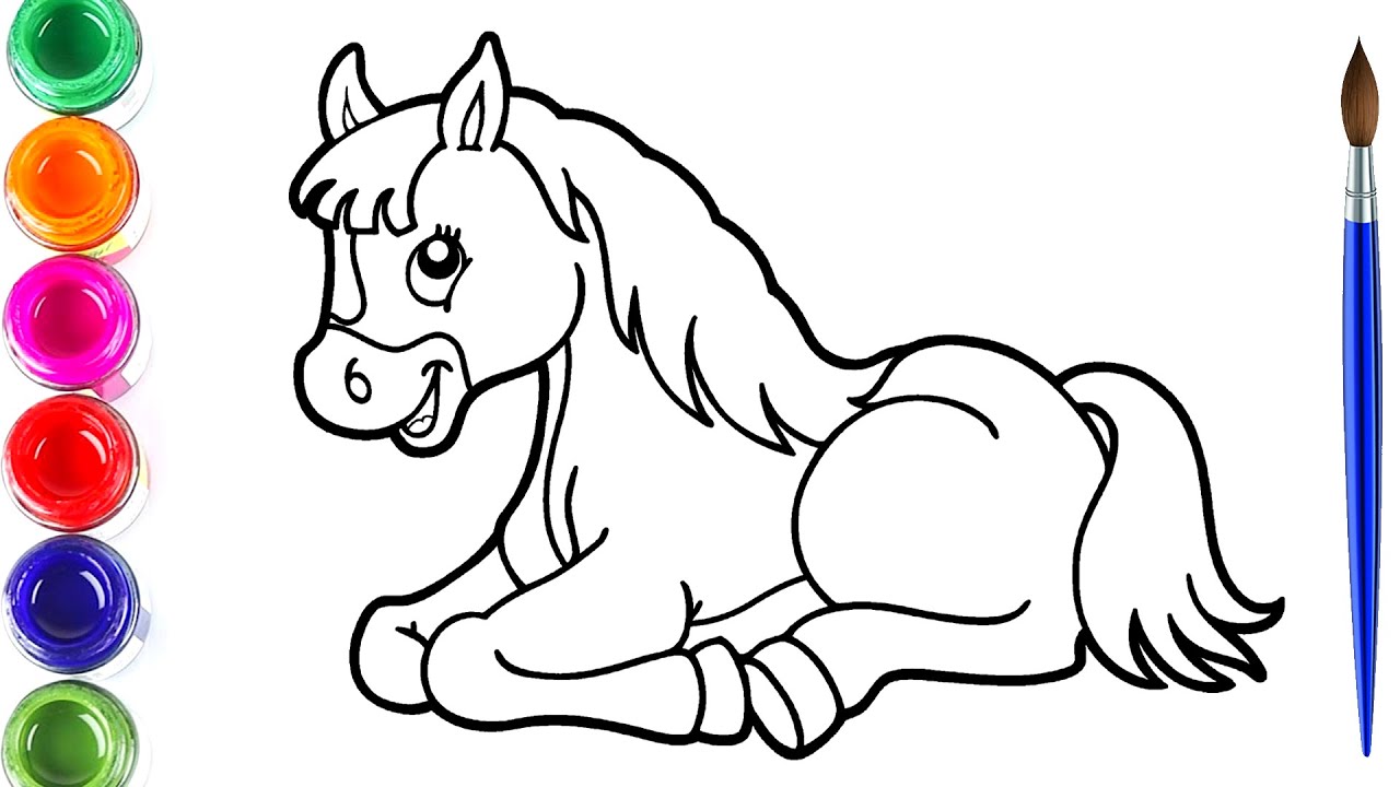A Happy Horse Drawing, Painting, Coloring for Kids & Toddlers | Kids ...