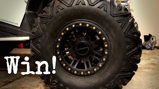 The RZR gets upgraded Vision 356BL Manx 2 wheels and 32" Ocelot P350R tires. Redemption!
