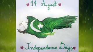 Pakistan Flag Shaheen Eagle Pakistan Independence Day 2020 -14 August Special - Easy Pencil Drawing
