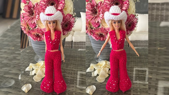 Fibrador de roupa, croché e malha, Barbie ou similar em segunda