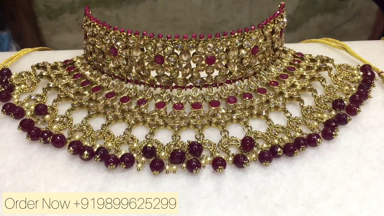 Mehandi Polish Bridal Jewellery Set In Reverse AD | Premium Quality Dulhan Set At Wholesale Rates