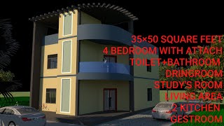 3550 Square Feet Area 3D Model House Design All Views Of Model