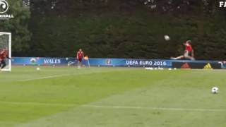 Gareth bale back flip goal in training with wales