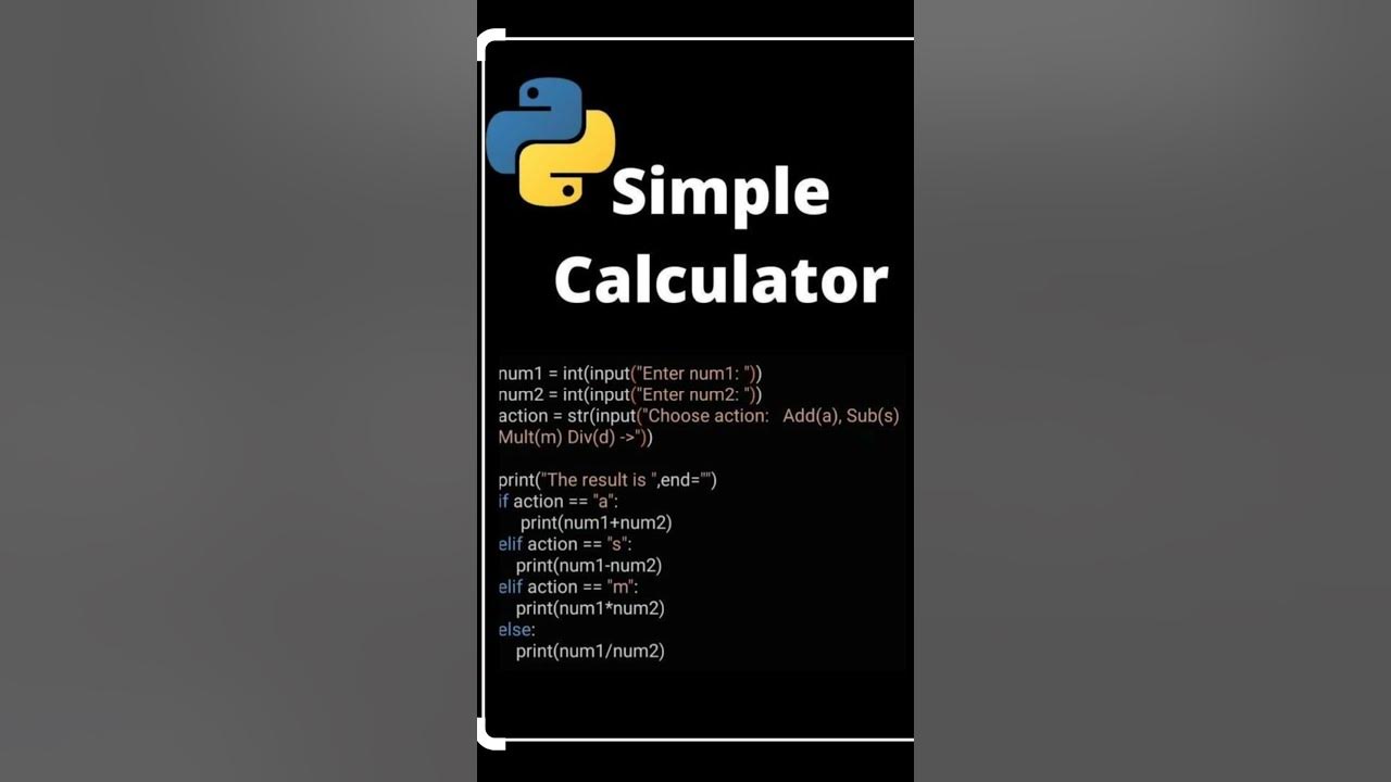 Simple Calculator in python #python #coding +#shorts - YouTube