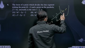 The locus of a point which divides the line segment joining the point (0, –1) and a point ....