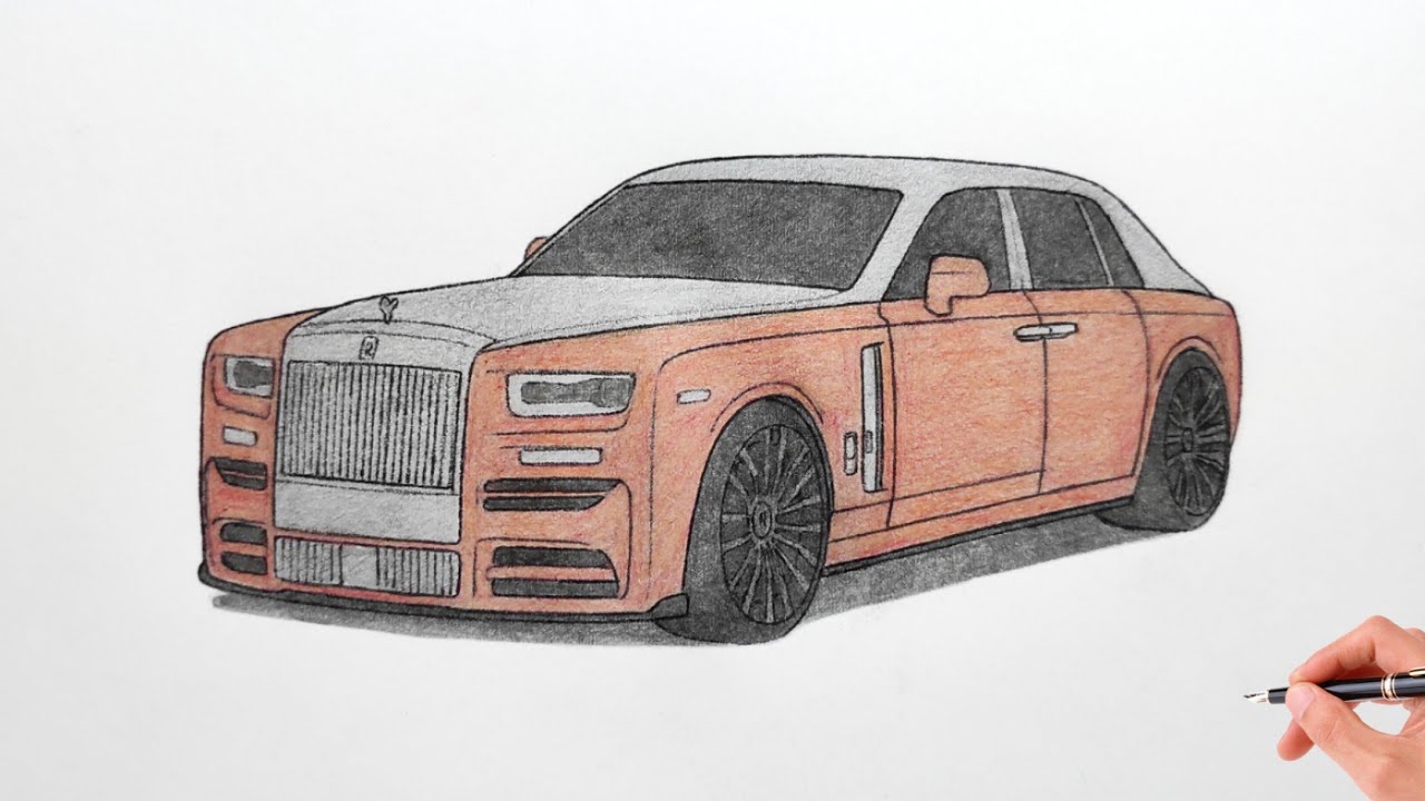 How to draw a ROLLS ROYCE PHANTOM 2018 / drawing Rolls-Royce phantom  extended 2019 car - YouTube