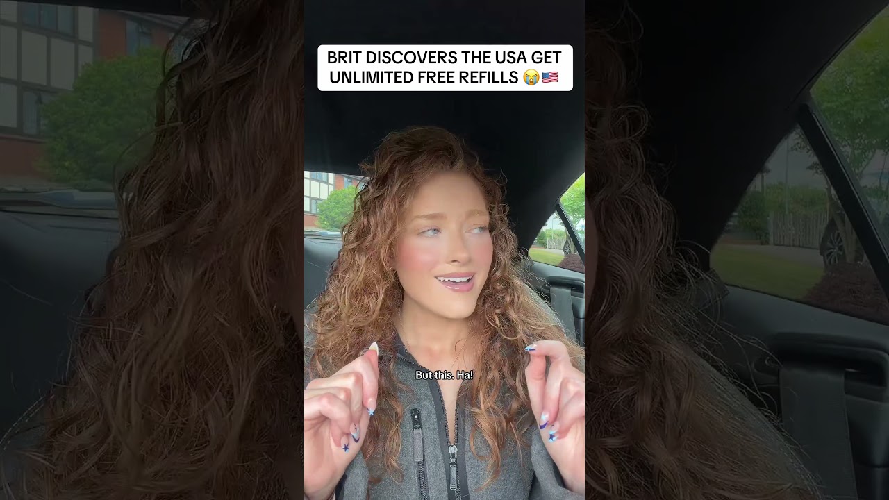 BRIT DISCOVERS THE USA GET UNLIMITED FREE REFILLS! 😭🇺🇸 #usa #freerefills #british #usa #uk