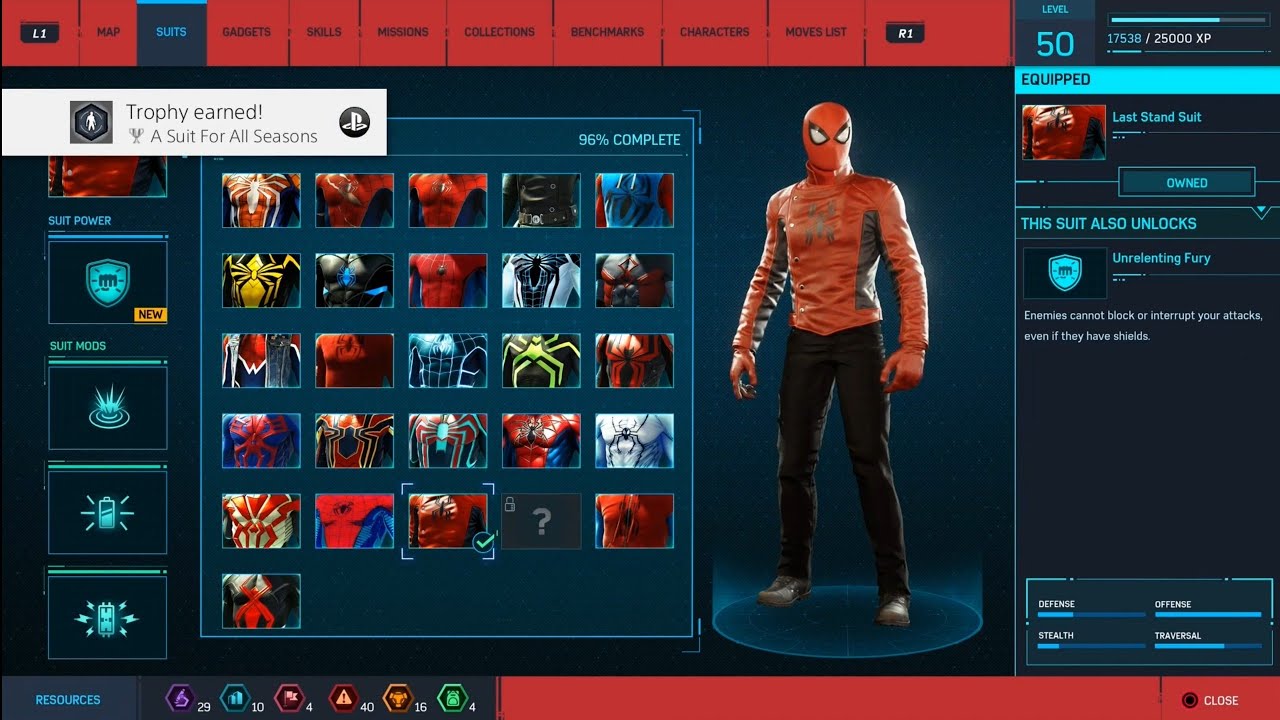 Marvels Spider Man How To Unlock A Suit For All Seasons Trophy