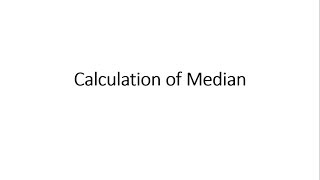 Statistical Analysis Tutorial 4 - Calculation of Median