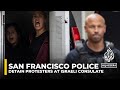 San francisco police arrest 70 protestors for entering israeli consulate