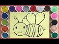 Sand painting the hardworking bee, learn color, sand art, satisfying video (Chim Xinh channel)