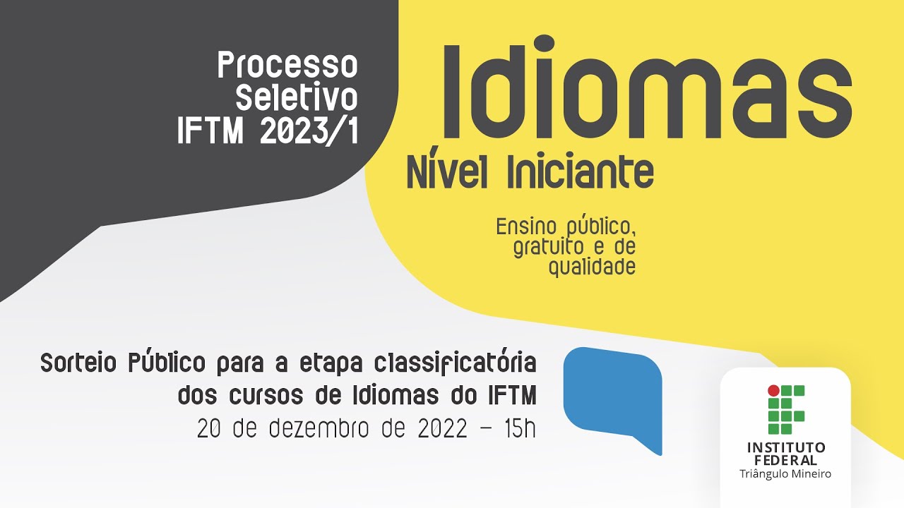 Inscrições estão abertas para cursos gratuitos de idiomas em nível  iniciante no IFTM, Triângulo Mineiro