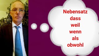 Konjunktion, Konnektor, weil, wenn, dass, als, obwohl, denn, aber, und, deshalb, that, if, when, as,