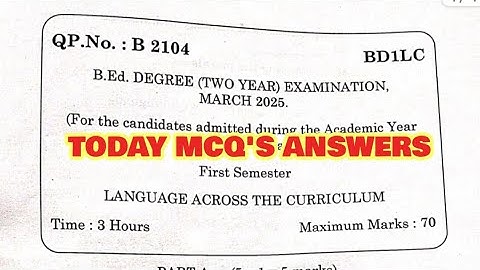 TNTEU B.Ed I-SEMESTER: TODAY MCQ