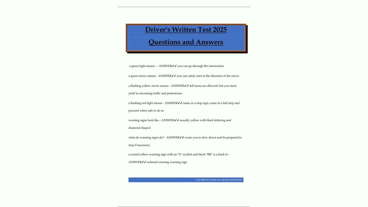 Drivers Written Test 2025 Questions and Answers54