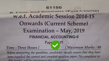 2019 Mdu BCom Pass 2nd Sem Financial Accounting Question Paper