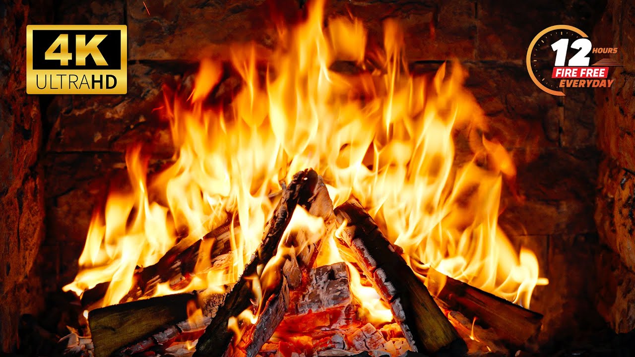 🔥 Relaxing Fireplace Ambience 🔥 Burning Fireplace 4K with Crackling ...
