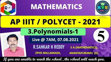 AP POLYCET/ IIIT ENTRANCE 2021: Mathematics : Polynomials-1