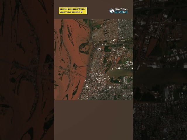 #Satellite images show before and after flooding in #Brazil | #floods #flood #shorts