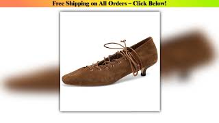 Women's natural suede leather square toe lace-up pumps - Clean Outfit Idea | Smart Choice | Smart