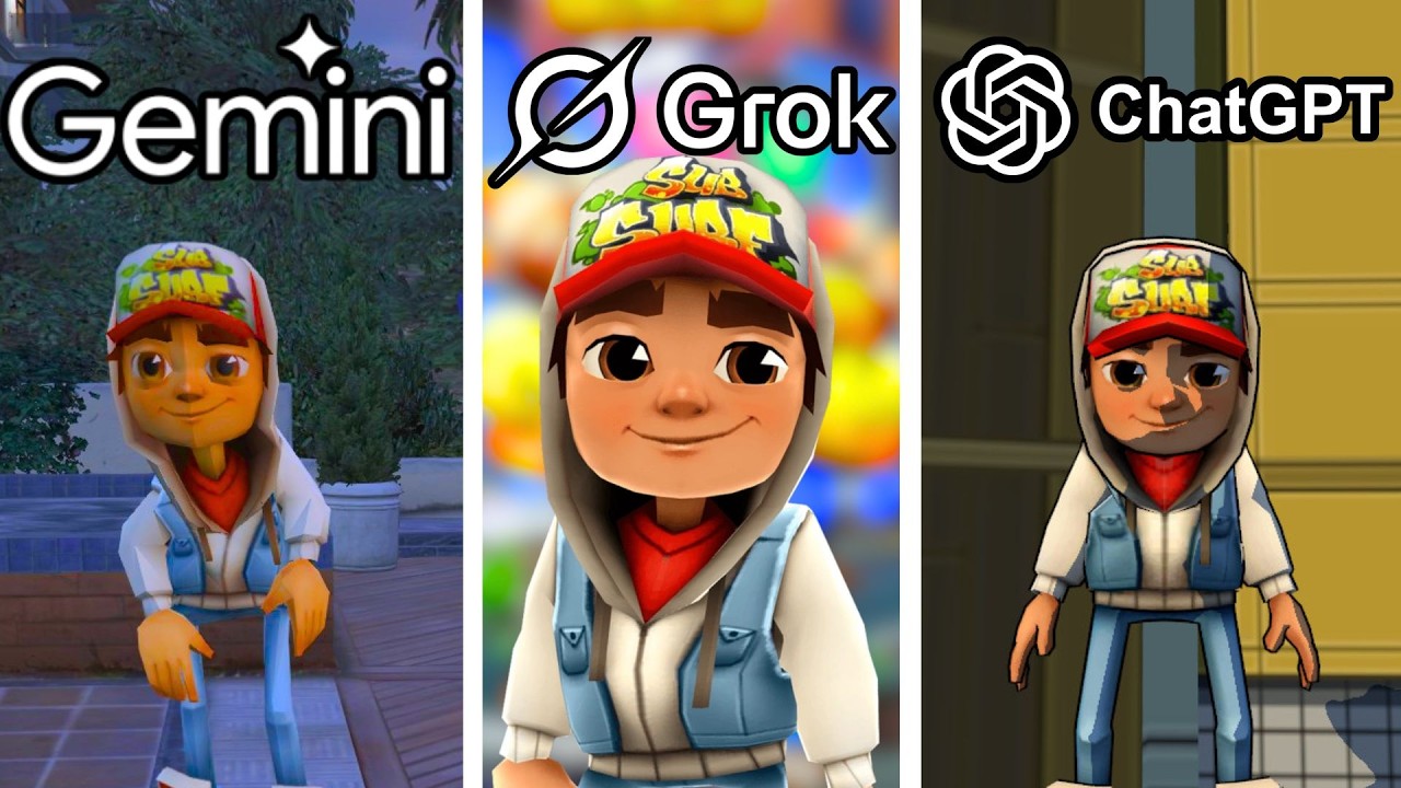 ChatGPT vs Gemini vs Grok: Crean Subway Surfers desde CERO - YouTube