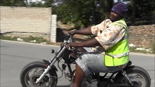 Tiny homemade Bobber vs the 200Kg man- Bonge the Biker