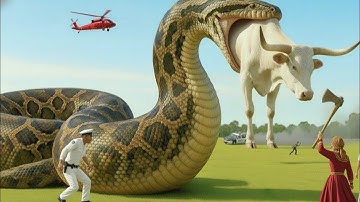 Brave Heroic Rescue Team Saves Helpless  Mother Cow From Giant Python