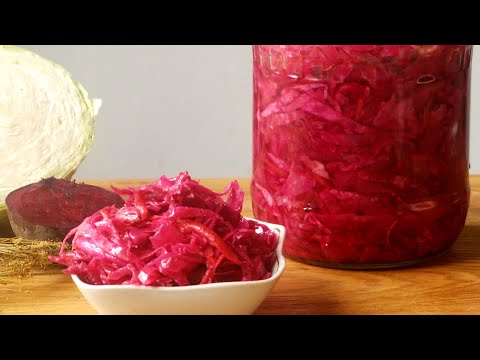 კომბოსტოს მწნილი ჭარხლით. Маринованная капуста со свеклой. Pickled cabbage with beets