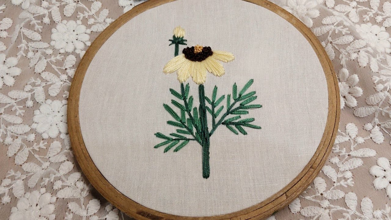 Daisy flower Embroidery tutorial / embroidery for beginner / How to