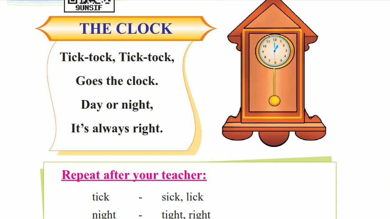 "The CLOCK" poem class 2 English chattisgarh board YouTube