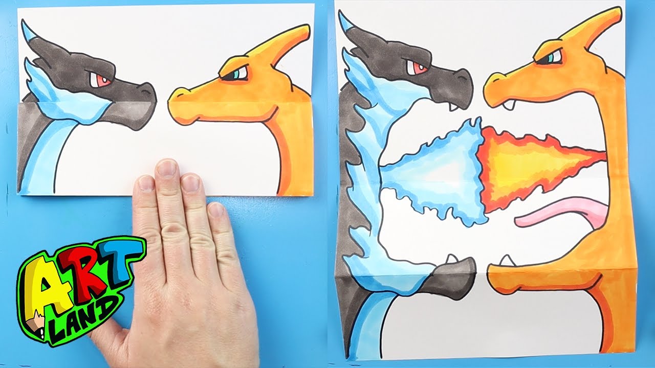 charizard, mega charizard x, and mega charizard y (pokemon) drawn