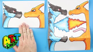 How to Draw Charizard vs Mega Charizard X Surprise Fold