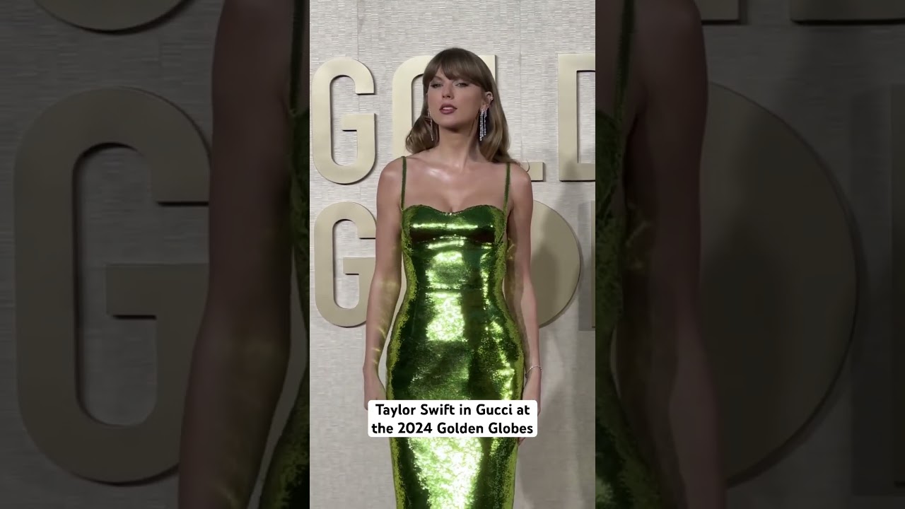 taylor swift gucci green dress Taylor Swift wearing Gucci at 2024 Golden Globes #taylorswift #reputationtaylorsversion #taylorsversion #goldenglobes #theerastour #twifttok #gucci #popculture