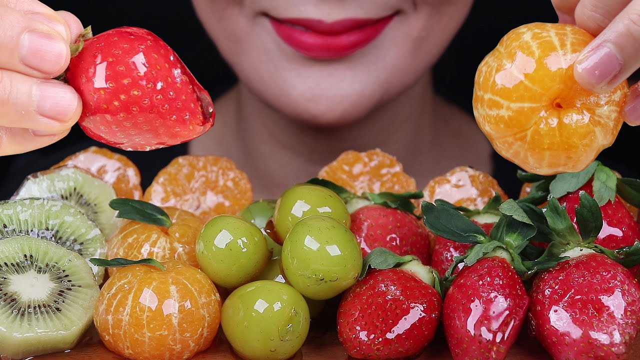ASMR Tanghulu  candied fruits 여러가지 탕후루 먹방 Mukbang Kẹo trái cây フルーツ飴