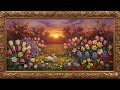 Spring Bunny &amp; Blooming Tulips | Samsung Frame TV Art | 4K Easter Garden Oil Painting