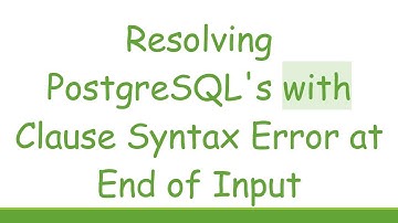 Resolving PostgreSQL