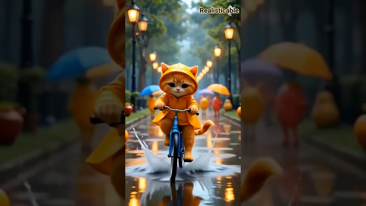 When You Buy a Raincoat Just to Cycle🚴🏻 #FunnyCat #CatOnBike #catlife