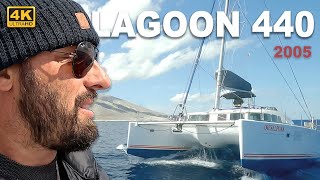 Lagoon 440, 2005 года. Обзор катамарана и тест драйв 1200 nM по очень плохой погоде. Все расскажем.