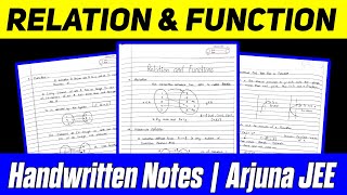 Arjuna JEE || Class 11th Relation and Function | Complete Handwritten Notes |  Relation & Function |