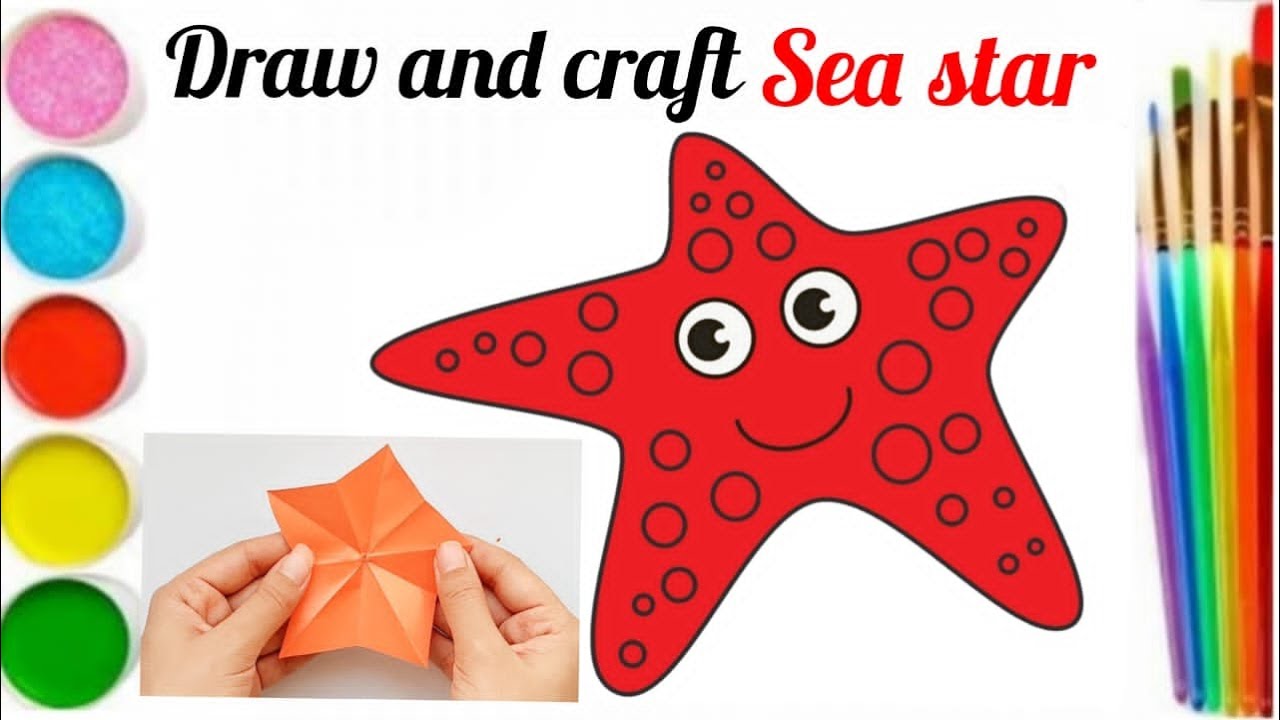 Creative drawing with sea star trick for kids/how to draw sea star step by step