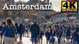 Amsterdam Walk🇳🇱Crowded Damrak street in the afternoon | October 2022 [4K 60fps]