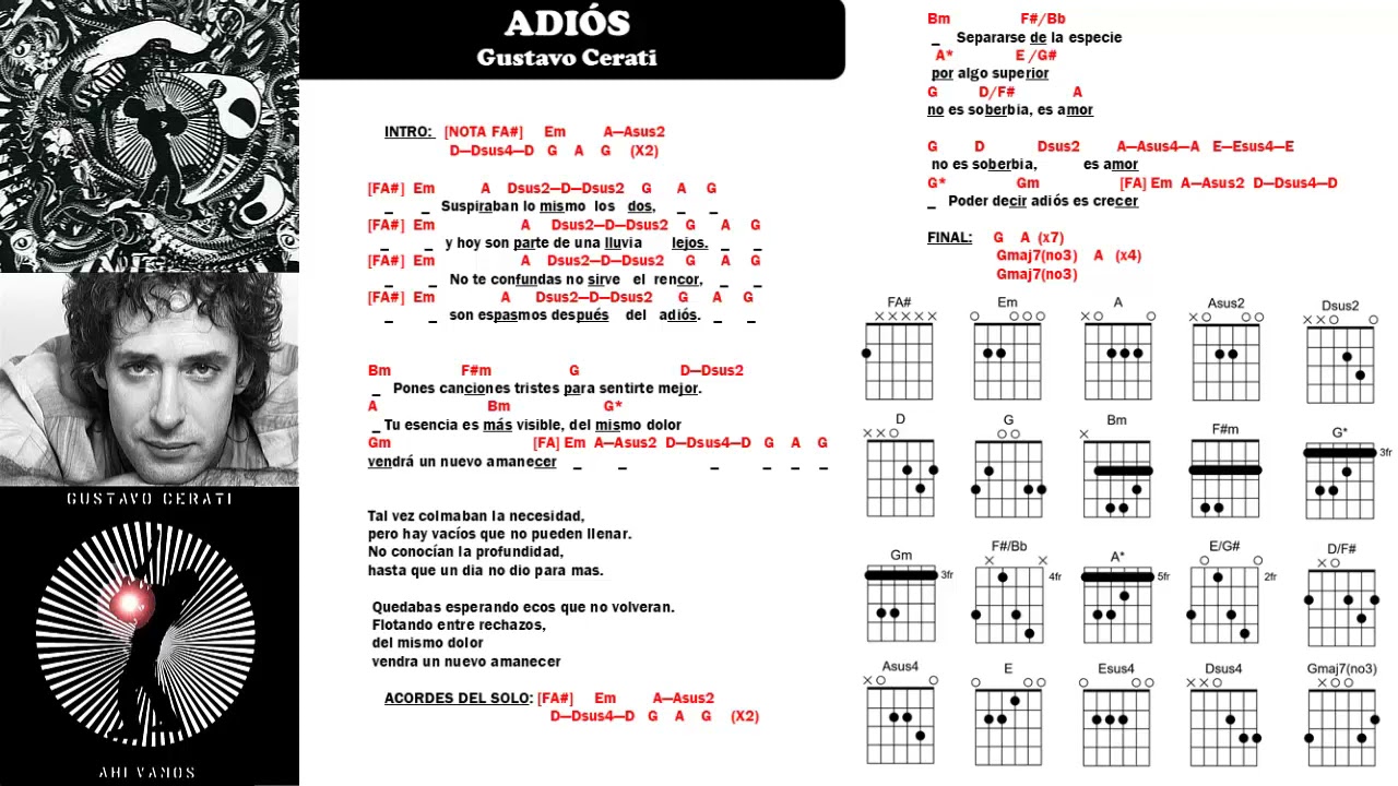 NINGÚN ACORDE NACE LOCO: GUSTAVO CERATI - Adiós - YouTube