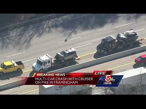 Serious injuries, heavy damage in Mass Pike crash - YouTube