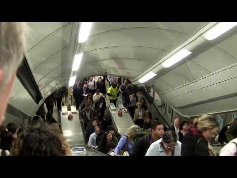 London Tube Escalators During Morning Rush Hour