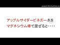 アップルサイダービネガー水をマグネシウム棒で掻き混ぜて水素水をつくる！効果は血糖値を下げる。ダイエット、体内除菌