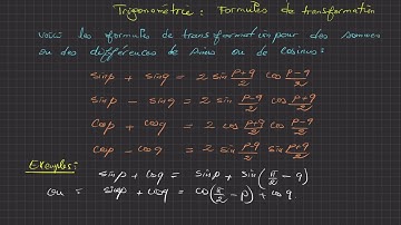 Trigonometrie :  les formules de  transformations
